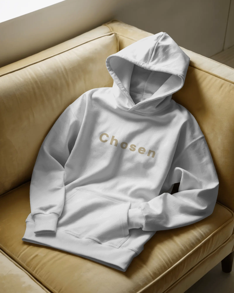 Chosen Hoodie – White | Minimal Christian Streetwear