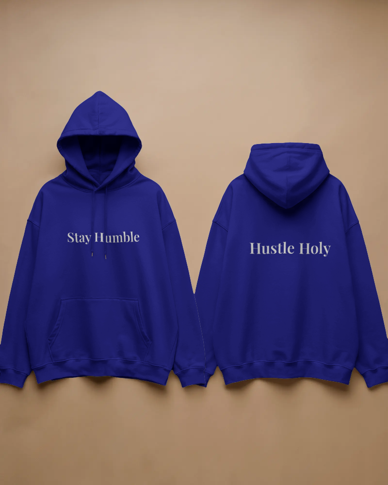Stay Humble. Hustle Holy. Hoodie – Navy Blue | Christian Motivational Streetwear