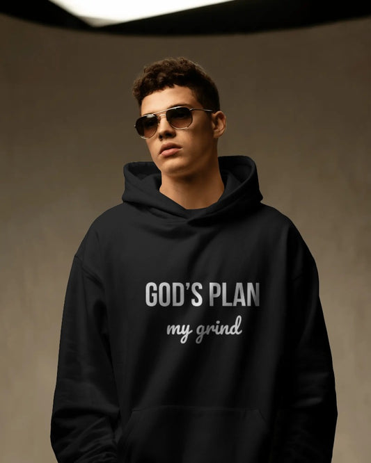 God’s Plan. My Grind. Hoodie – Black | Faith & Hustle Streetwear