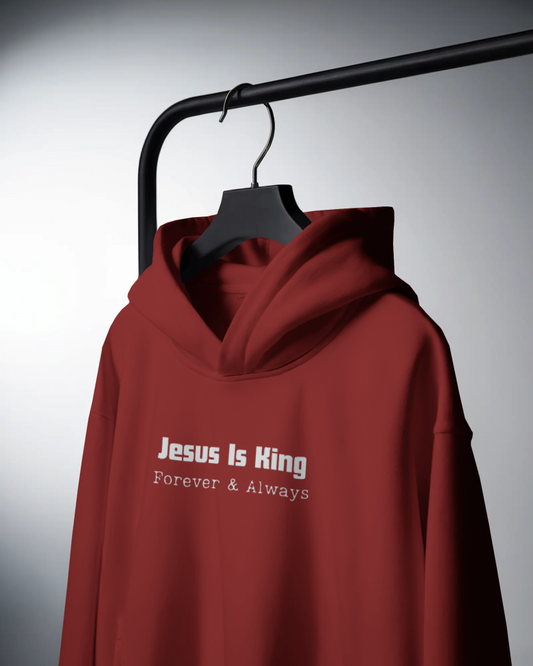 Jesus is King - Bold Red | Minimal Christian Hoodie
