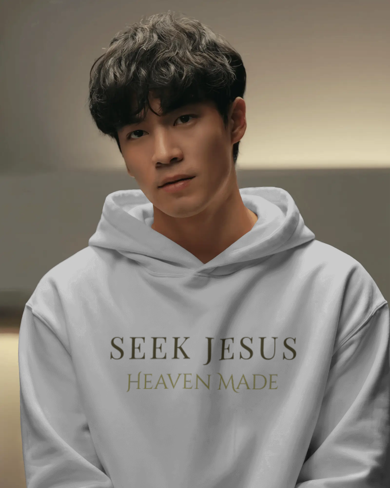 Seek Jesus Hoodie – White | Minimal Christian Streetwear